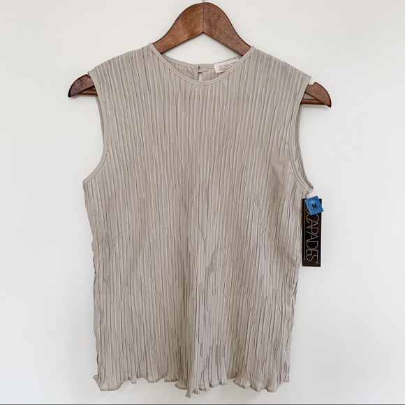 beige crinkle tank - Picture 2 of 5
